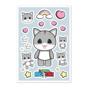 kiss cut sticker sheet white front 620cb7d7a8fcc I Wanna Hug One!